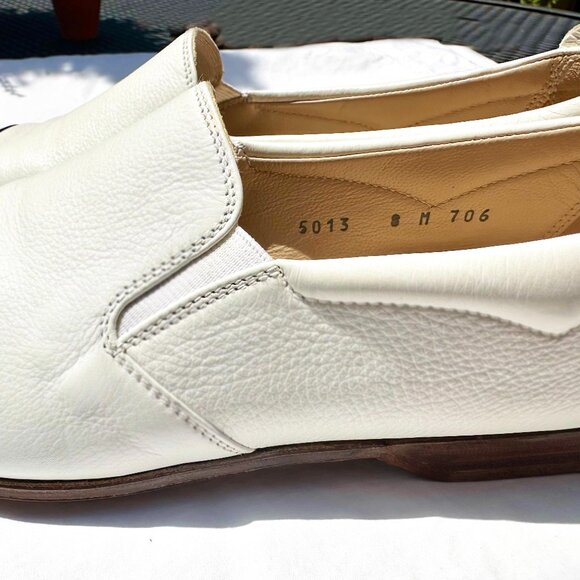 Gravati Women’s Leather Loafers – White/Navy Cap Toe – Size 8M – Made in Italy - Picture 6 of 10